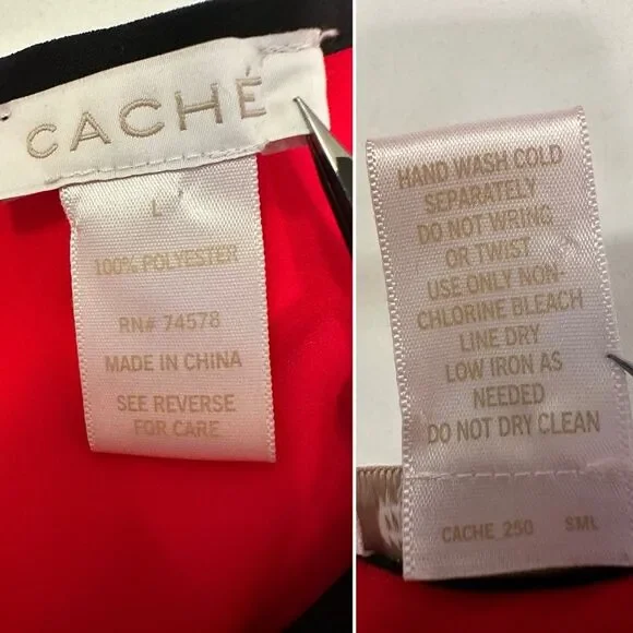 Vintage 90s Y2K Caché Colorblock Tank Top Red Pink Black Piping Women’s Size L - Picture 11 of 11